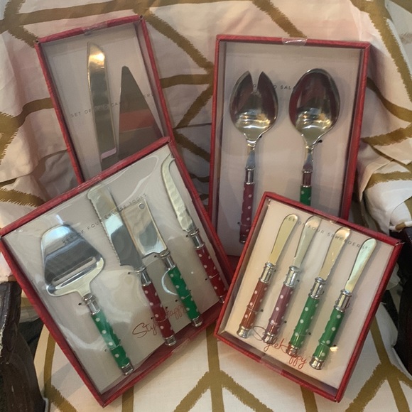 lot of style happy Christmas Cambridge salad server cake server cheese knives - Picture 1 of 8